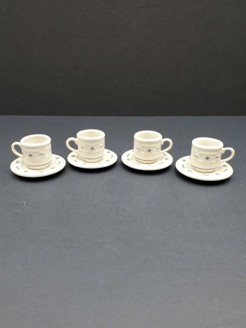 Longaberger Collectors Club Miniature Cups & Saucers Classic Blue Mini Tea Set